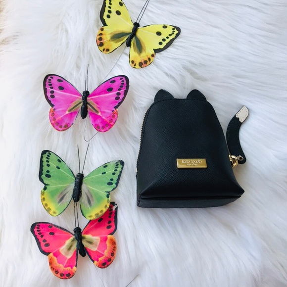 KATE SPADE CAT COIN PURSE BLACK JAZZ THINGS UP - Picture 2 of 6